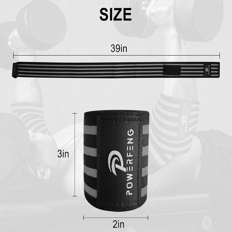 powerfeng Elbow Wraps for Weightlifting：Elbow Sleeve Support for Bench Press, Cross Training & Powerlifting - Elbow Straps for Weightlifting Gym Men Women - Image 2